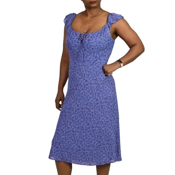 Mica Midi Slip Dress Purple Milkmaid Vintage Floral Sheer Chiffon 90s Medium - Picture 15 of 15